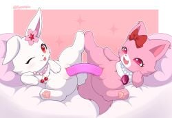 2026 absurd_res anus bedding biped bipedal_feral blep blush blush_lines bodily_fluids bow_accessory cheek_tuft cherry cherry_blossom closed_smile colored digital_drawing_(artwork) digital_media_(artwork) dildo domestic_cat double_dildo duo duo_focus emanata facial_tuft felid feline felis female female/female female_feral feral feral_focus feral_on_feral floppy_ears flower flower_accessory fluffy fluffy_tail food fruit fur garnet_(jewelpet) gem genital_fluids genitals group hand_on_face hi_res jewelpet jewelry lagomorph leporid licking licking_lips looking_at_another looking_at_partner looking_at_viewer lying mammal mouth_closed neck_tuft necklace on_back one_eye_closed open_mouth open_smile pawpads paws pearl_(gem) pearl_necklace penetration pillow pink_anus pink_body pink_dildo pink_ears pink_eyes pink_face pink_flower pink_fur pink_inner_ear pink_nose pink_pawpads pink_paws pink_sparkles pink_tail pink_text pink_tongue plant prunus_(flower) purple_pillow rabbit raised_leg raised_paw red_bow red_eyes ruby_(jewelpet) sanrio scut_tail sega_fave sex_toy short_tail signature simple_background smile sparkles tail teeth text tongue tongue_out tuft vaginal_penetration vulva white_bedding white_body white_face white_fur white_legs white_mouth white_tail white_tuft wink winking_at_viewer zyuuniie
