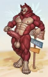 abs anthro balls biceps bodily_fluids canid canine canis cum cum_drip dripping edvardiko erection foreskin genital_fluids genitals hi_res male mammal muscular muscular_male nipple_piercing nipples nude pecs penis piercing pubes solo tongue tongue_out uncircumcised uncut unretracted_foreskin vein veiny_muscles wolf