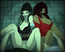 2boys 2girls alt_girl arms_behind_back beanie big_breasts black_hair bondage boob_sweat breasts captive cleavage cleavage_overflow crying cum cum_in_pussy dark_skin defeated gag gagged goth goth_girl kidnapped marvel missionary_position rape rapebait raped_female red_hair running_mascara runny_makeup scarlet_witch self_insert subtsunade sweat sweaty tape_bondage tape_gag tape_over_mouth vaginal_penetration wanda_maximoff white_skin