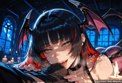 1boy 1girl ai_assisted ai_generated bangs black_hair black_nails blush breasts choker curvaceous curvy curvy_female curvy_figure erection eyebrows_visible_through_hair fellatio female fingernails green_eyes half-closed_eyes hetero horns indoors jane_doe_(zenless_zone_zero) long_hair looking_at_viewer miyuai multicolored_hair nail_polish night night_sky oral out_of_frame penis pink_hair pov red_hair red_nails solo_focus streaked_hair succubus thick thick_ass thick_butt thick_hips thick_legs thick_thighs tongue tongue_out uncensored voluptuous voluptuous_female wide_hips wide_thighs window wings zenless_zone_zero