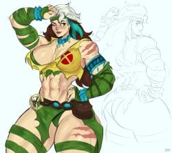 abs ass athletic athletic_female back_view barely_clothed big_ass big_breasts big_butt blush breasts brown_hair brunette_female brunette_hair cleavage clothed clothes clothing curvaceous curvaceous_body curvaceous_female curvaceous_figure curvaceous_hips curvy curvy_body curvy_female curvy_figure curvy_hips fat_ass fat_butt female female_focus female_only hips long_hair marvel marvel_rivals muscular muscular_back muscular_biceps muscular_female muscular_thighs mutant mutant_(marvel) revealing revealing_clothes rogue_(marvel_rivals) rogue_(savage_land) rogue_(x-men) savage_land scar scars superheroine thick_ass thick_butt thick_hips thick_thighs thighs wide_hips xanman_art