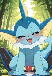 ai_generated anguirus12345 anthro anthro_on_feral anthro_penetrating anthro_penetrating_feral blush cowgirl_position duo eeveelution female female_penetrated feral feral_penetrated first_person_view forest forest_background generation_1_pokemon generation_8_pokemon hi_res inteleon looking_at_viewer male male/female male_penetrating male_penetrating_female male_pov nature nature_background nintendo penetration penile penile_penetration penis_in_pussy plant pokemon pokemon_(species) pov pov_male sex tree vaginal_penetration vaporeon