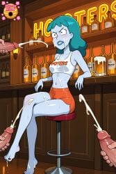 2d adult_swim ai_generated alien alien_girl angry angry_expression angry_eyes angry_face angry_female artist_logo bangs bare_arms bare_feet bare_legs bare_thighs barefoot barstool beer beer_mug bellybutton black_toenail_polish black_toenails blue_hair blue_lips blue_lipstick blue_skin bukkake cfnm circumcised clothed clothed_female_nude_male clothing cock crossed_legs cum cum_on_chest cum_on_face cum_on_feet cum_on_legs cum_on_stomach cum_on_thighs cumming cumshot cumshot_on_legs dick ejaculate ejaculating ejaculating_cum ejaculation facial female female_focus fully_clothed fully_clothed_female hair hands hard hard_cock hard_dick hard_on hard_penis high_resolution highres holding_penis hooters hooters_uniform hunnyhive(artist) indoors legs legs_crossed midriff multiple_penises navel orange_clothing orange_shorts painted_toenails penis planetina rick_and_morty short_shorts shorts shoulder_length_hair sitting sitting_on_barstool sitting_on_chair stomach superheroine surrounded_by_penises tanktop teeth teeth_showing teeth_visible toenail_polish veiny veiny_penis white_tank_top white_top