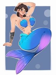 2d busty ellie_(the_last_of_us) ellie_williams female female_focus female_only fish_tail hourglass_figure kyopink mermaid tattoo the_last_of_us the_last_of_us_2 wide_hips