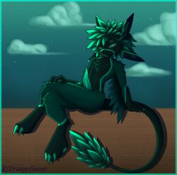 animal_genitalia anthro ass avali bedroom_eyes biped black_sclera cheek_tuft chest_tuft claws cloud crossed_legs digital_drawing_(artwork) digital_media_(artwork) draggyavali erection facial_tuft feathers fur genital_slit genitals hi_res inner_ear_fluff male multi_ear narrowed_eyes navel night nude outdoor_nudity outside paws penis seductive sigging signature slim small_waist solo tapering_penis teal_body teal_feathers teal_fur teal_penis tuft