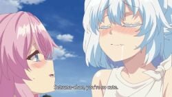 1boy 2girls big_breasts blue_eyes brown_hair female female_focus flare_arlgrande_jioral french_kiss half_naked kaifuku_jutsushi_no_yarinaoshi keyarga_(redo_of_healer) kissing lesbian_kiss naked_male pink_hair princess redo_of_healer setsuna_(redo_of_healer) sex sex_from_behind sex_in_forest small_breasts threesome tnk_(company) tongue_kiss tongue_out white_hair wolf_ears wolf_girl wolf_tail yuri yuri_kiss