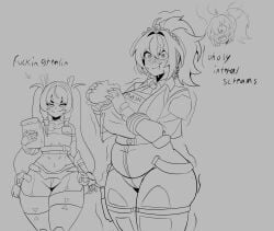 2026 2girls azzytheslime chubby chubby_female embarrassed female_only hoyoverse humor looking_at_viewer qingyi_(zenless_zone_zero) tagme thick thick_thighs uncolored wide_hips zenless_zone_zero zhu_yuan