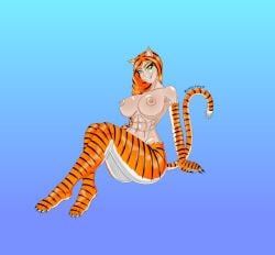 abs athletic athletic_female big_ass big_breasts big_butt big_thighs catgirl curvy curvy_female kemonomimi light-skinned_female light_skin long_hair long_tail looking_at_viewer nekomimi oc orange_fur orange_hair original original_character pawpads paws sharp_claws sharp_fingernails sharp_nails sharp_teeth sharp_toenails simple_background smile smiling smiling_at_viewer steelknigh thick_thighs thighs tiger tiger_ears tiger_girl tiger_print tiger_stripes tiger_tail watermark