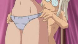 1boy 1girls animated assisted_exposure assisted_undressing bald_male brown_hair bun_hair double_bun embarrassed embarrassed_nude_female enf female glasses iyashite_agerun_saiyuuki light-skinned_female light-skinned_male light_skin male naked naked_female naked_male nude nude_female nude_male pale-skinned_female pale-skinned_male pale_skin panties panties_down panties_pulled_down panties_removed pervert removing_panties stripped_down stripped_naked thighs undressing_another undressing_partner