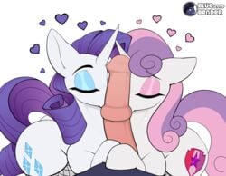 2019 aged_up alpha_channel animal_genitalia animal_penis blue_bender closed_eyes cutie_mark digital_media_(artwork) duo_focus equid equine_penis eyeshadow female feral friendship_is_magic group heart hi_res horn horsecock kissing_penis makeup male mammal my_little_pony penis rarity_(mlp) sibling simple_background sister sisters smelling_penis straight sweetie_belle_(mlp) transparent_background unicorn