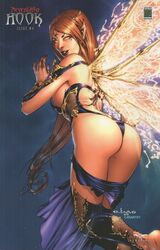 1girls alternate_version_available ass belle_(zenescope) big_ass big_breasts breasts brown_hair busty caesar_rodriguez cape cape_removed dat_ass elf_ears eric_basaldua fairy fairy_wings female female_ass female_only fishnet fishnet_legwear flight flying glowing_eyes grimm_fairy_tales_zenescope knees_together_feet_apart large_breasts legwear lipstick long_ears looking_back neverland no_pupils orange_eyes orange_sclera panties pinup pointy_ears purple_cape purple_panties purple_swimsuit red_lips red_lipstick ring rings scan sideboob signature sleeves solo swimsuit text thick_ass thighs thighs_together wings zenescope