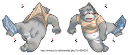 2013 anthro ass balls belly blush clothing hi_res humanoid_hands korokke1984 korokke_tw male male_only mammal navel overweight overweight_male penis shirt solo topwear underwear young