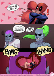 2boys anal_sex blood bondage comic deadpool gay gun kissing love magnta male male_only marvel peter_parker shooting spider-man spider-man_(series) straight_hair text wade_wilson yaoi