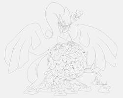 2019 absurd_res ahe_gao ambiguous_gender angry annoyed ass avian belly big_belly big_feet birth blush chubby ditto feet feral half-closed_eyes heavy_breathing hi_res inflation insertion internal large_belly legendary_pokémon line_art long_neck looking_down lugia monochrome nintendo open_mouth pokemon pokemon_(species) pokemon_gsc pokemon_rgby size_difference slime standing tail text tongue tongue_out unbirthing vaginal_penetration video_games vore watermark whalegourd wings x-ray