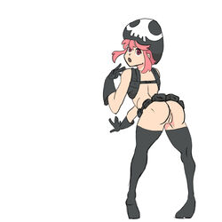 1girls anus ass bags female female_only gloves hat jakuzure_nonon kill_la_kill legs looking_back no_bra no_panties nudist_beach_uniform pink_hair pussy solo thigh_highs thighs upskirt