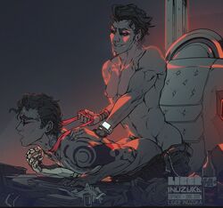 anal anal_sex bent_over_table borderlands choking gay handsome_jack liger_inuzuka male/male rhys_strongfork robotic_arm tales_from_the_borderlands yaoi