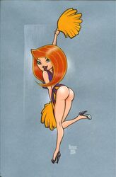 bivouac cheerleader disney female female_only high_heels human kim_possible kimberly_ann_possible medium_breasts pom_poms short_skirt solo straight_hair tagme