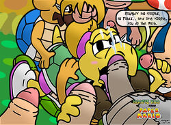 2007 blargsnarf fellatio koopa koopa_troopa koopie_koo koopley kroop mario_(series) multiple_penises nintendo oral paper_mario straight_hair toad_(mario)