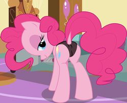 absurd_res bedroom bedroom_eyes capital_t clothing friendship_is_magic half-closed_eyes hi_res my_little_pony pinkie_pie_(mlp) seductive straight_hair underwear