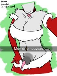 1futa 2019 alpine_goat animal_genitalia bite bottomwear bovid caprine clothing collar digital_media_(artwork) domestic_goat french_text furry futa_only futanari gloves goat gynomorph handwear intersex mammal navel navel_piercing pencilsdgr penis piercing sheath simple_background skirt snapchat solo tapering_penis text tongue tongue_bite tongue_piercing topwear vinyl