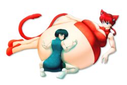 2girls akane_tendo amazon belly_rub belly_rubbing canon_genderswap cat_ears cat_girl cat_tail catgirl genderswap_(mtf) hyper_belly hyper_breasts hyper_pregnancy multiple_girls pregnant proud_father ranma-chan ranma_1/2 ranma_saotome rule_63 smaller_female yuri