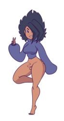 1futa big_breasts big_thighs black_nails blue_eyes blue_hair earrings feet freckles futa_only futanari hoodie intersex little_penis small_penis tan_skin tiny_penis transparent_background vulkinx