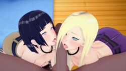 1boy 2girls 3d big_penis blonde_hair collaborative_fellatio dark-skinned_male dark_skin fellatio female ffm_threesome hyuuga_hinata ino_yamanaka interracial large_breasts light-skinned_female light_skin male multiple_girls naruto raikage teamwork threesome xixipapa yamanaka_ino