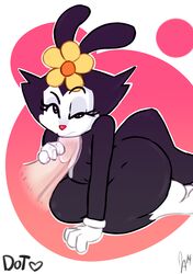 1girls aged_up animal_ears animaniacs anthro anthrofied cum cum_in_mouth dot_warner fellatio flower flower_in_hair gloves inkblot mammal oral small_breasts somescrub thick_thighs