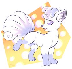 1boy 2019 3_toes alternate_color animal_genitalia ass big_ears digital_media_(artwork) feral fox fully_sheathed fur furry half-closed_eyes hi_res kimbasnowpaw leg_up looking_away looking_back male male_only mammal multi_tail nintendo orange_background original_character paws pokemon pokemon_(species) pokemon_sm pose purple_fur purple_sclera sheath shiny_pokemon shiny_vulpix simple_background smile solo tail teeth testicles text tongue video_games vulpix watermark white_body white_border white_eyes white_fur