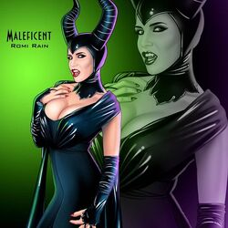 1girls big_breasts black_hair bust busty cleavage cosplay disney disney_villains female female_focus female_only hips horns hourglass_figure lips lipstick looking_at_viewer maleficent maleficent_(film) parody pinup pinup_girls porn_star red_lips red_lipstick romi_rain sleeping_beauty_(1959_film) solo voluptuous watermark wide_hips xeracx