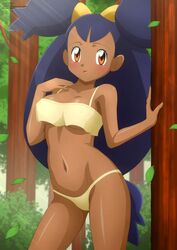 1girls abs aged_up alternate_breast_size alternate_version_available armpits ass belly big_breasts bikini blush breasts brown_eyes brown_skin cleavage clothed clothed_female clothes dark-skinned_female eye_contact forest green_background hair_ornament iris_(pokemon) iris_(pokemon_bw) leaf long_hair looking_at_viewer midriff nintendo nipple_bulge nude open_mouth pokemon pokemon_bw pose purple_hair pussy standing text thigh_gap thin_waist tongue tree very_long_hair watermark wide_hips yellow_bikini zel-sama