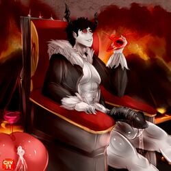 1:1 2019 after_sex alcohol anus ass azel_morningstar balls beverage big_balls big_penis black_hair bodily_fluids cev clothing cum cum_in_ass cum_inside demon digital_media_(artwork) duo female fire genital_fluids grey_body hair hell horn humanoid humanoid_penis humanoid_pointy_ears lava looking_at_viewer male male_focus mammal muscular muscular_male nipples penis pussy red_body red_eyes red_skin smile solo_focus solo_male topwear volcanic_setting wine