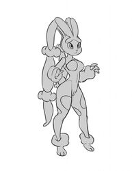 1girls 2019 3_toes 4_fingers anthro anthrofied armpits big_breasts big_ears biped bodysuit breasts clothes digitigrade feet female fingers full-length_portrait fur furry greyscale hi_res hyper hyper_ears lagomorph long_ears looking_away lopunny mammal mega_evolution mega_lopunny monochrome navel nintendo nipples paws pokémon_(species) pokemon pokemon_(species) pokemon_dppt pokemon_oras portrait pseudo_clothing pussy silvertongue_(artist) simple_background sketch solo standing thick_thighs toes video_games white_background wide_hips