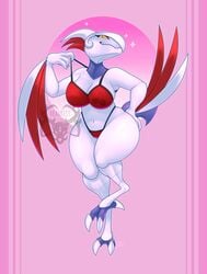 1girls 2019 2_toes anthro anthrofied armpits ass avian beak belly big_ass big_breasts biped bird bottom_heavy bra brahkest breasts cherry claws clothed clothing digital_media_(artwork) feet female female_only food fruit grey_skin hand_on_ass huge_ass large_ass large_breasts leg_up looking_at_viewer navel nintendo original_character panties pink_background pink_theme plant pokémon_(species) pokemon pokemon_gsc pokemorph pose red_eyes simple_background skarmory smile solo sparkles text thick_thighs underwear vaginal_penetration video_games watermark wide_hips yellow_sclera