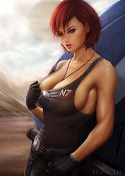 1girls big_breasts bioware breasts cleavage commander_shepard electronic_arts female female_only female_protagonist femshep large_breasts looking_at_viewer mass_effect solo yupachu