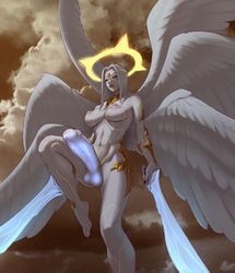 1futa alya_ctesias angel_wings areolae athletic_futanari au_ra balls barefoot bioluminescence bioluminescent_penis black_sclera breasts cloud clouds curvy erect_nipples erection feet final_fantasy final_fantasy_xiv flying futa_only futanari glowing glowing_balls glowing_cum glowing_penis grey_hair grey_skin hyper hyper_penis intersex large_balls large_breasts looking_at_viewer looking_down nanodeath navel nipples nude penis precum sin_eater solo_futa sword veiny_penis weapon yellow_eyes