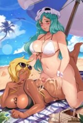 10s 1futa 1girls 2019 artist_name ass beach bikini bleach blush bottomless breasts buttjob cleavage clothing cum cum_drip cum_on_ass cum_on_back cumming cumshot curvy dark-skinned_female dark_skin ejaculation erection exlic female femsub from_behind futa_on_female futadom futanari green_hair hair huge_breasts interracial large_ass large_penis light-skinned_futanari light_skin long_hair long_penis looking_back mostly_nude nelliel_tu_odelschwanck orgasm orgasm_face penis pleasure_face public public_nudity public_sex shounen_jump smile sunglasses sunglasses_on_head tattoo tia_harribel