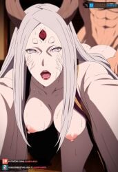 ai_generated big_breasts female from_behind horns juanpiamvs kaguya_otsutsuki long_hair naruto naruto_(series) naruto_shippuden open_mouth otsutsuki_kaguya patreon patreon_username penetration sex silver_eyes silver_hair subscribestar subscribestar_username watermark