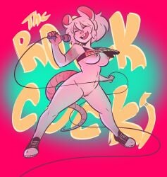 breasts breasts_out fursona leslie_brown microphone no_panties pantless rat_ears rat_girl rat_tail shoes suria_(the_rock_cocks) the_rock_cocks