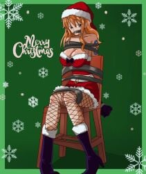 bondage bondage bound female female_focus female_only gag human human_only light-skinned_female light_skin nami nami_(one_piece) one_piece santa_costume solo solo_female solo_focus