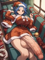 ai_generated big_penis christmas fairy_tail futa_only futanari grapesss levy_mcgarden light-skinned_futanari solo