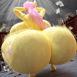 3d ai_generated bimbo bouncing_ass bouncing_breasts cash falling_money fluttershy_(mlp) gooner_dimension huge_breasts hyper_ass money motion_lines my_little_pony sweat tagme twerking