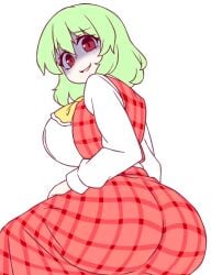 1girls ass big_ass big_breasts breasts clothed clothed_female colored curvy curvy_figure disgusted female female_only green_hair huge_ass light-skinned_female light_skin no_background onkn_sxkn red_eyes short_hair solo solo_female touhou yuka_kazami