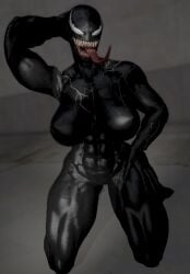 3d_(artwork) female nude nude_female pose sfm sharp_teeth she-venom solo symbiote tongue_out venom_(marvel)