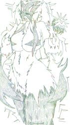 1zaraquell1 anthro artist_name artist_signature big_breasts covered_nipples female fluffy fur furry masked_female meowscarada pokemon pokemon_(species) sharp_claws taller_girl thick_thighs tongue_out voluptuous_female wide_hips