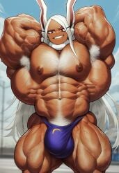 1boy abs ai_generated ambush_(trap) animal_ears arm_hair armpit_hair arms_behind_head bara bara_tiddies bara_tits barechested biceps boku_no_hero_academia boy boy_boobs boy_tits bulge chest_hair civitai dark-skinned_male dark_body dark_skin genderswap_(ftm) hairy hairy_armpits hairy_arms hairy_chest hairy_legs leg_hair long_hair looking_at_viewer male male_boobs male_focus male_nipples male_only male_underwear man_boobs man_breasts man_nipples man_tits mirko miruko muscle muscles muscular muscular_male my_hero_academia navel navel_hair nipples pecs pectorals penis_bulge pubic_hair pubic_hair_peek rabbit_ears red_eyes rule_63 rumi_usagiyama sewoh26 shirtless shirtless_male smile solo solo_focus sweat thick_arms thick_thighs thighs underwear very_long_hair white_hair