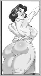 1girls apron big_ass big_breasts milf monochrome sideboob taboolicious tagme vanessa_harrow