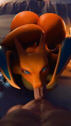 1boy 1girls 3d animated anthro arbiter1209 big_ass big_breasts big_penis big_thighs blowjob charizard deep_blowjob deepthroat facefuck furry human human_on_anthro interspecies looking_at_viewer male_pov moaning moaning_in_pleasure nintendo orange_skin poke_ball pokemon pokemon_(species) pokephilia pov sucking_penis tagme video wings yukizard_(evov1)