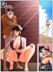 artdefox cheating_wife chichi comic dragon_ball dragon_ball_z kissing_cheek male master_roshi milf ntr older panels