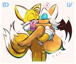 1boy 1boy1girl 1girls age_difference anthro bat edalv eyes_closed fox kissing kissing_while_penetrated male/female older_female older_woman_and_younger_boy rouge_the_bat sega sonic_(series) sonic_the_hedgehog_(series) speech_bubble spoken_heart straight tagme tail tails tails_the_fox younger_male